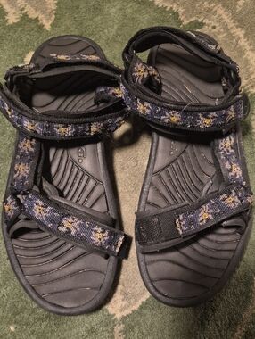 Teva Black Sandals with Navy Floral Straps